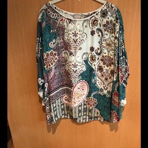 Chico’s mixed print poncho NWOT